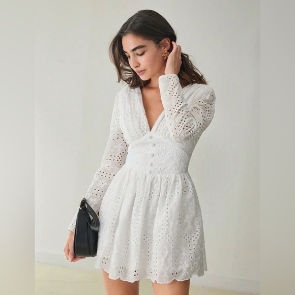 None Dresses & Skirts - Never Worn Elegant White Eyelet Dress